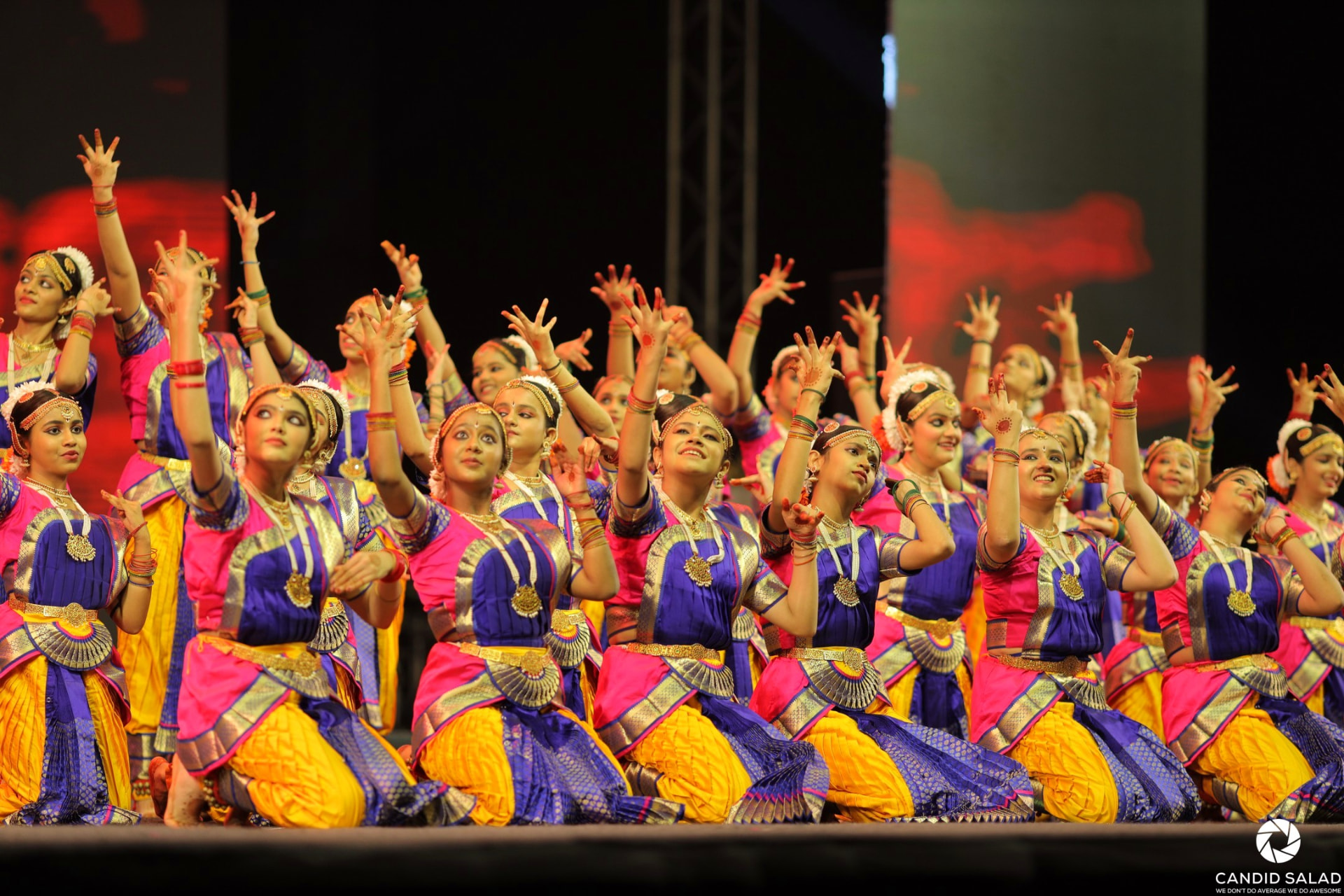 Group classical dance act by school students at an annual day function